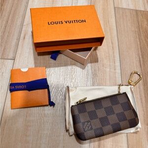 Louis Vuitton Damier Key Pouch with Gold Chain